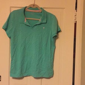 Lilly Pulitzer resort fit turquoise polo, size XL